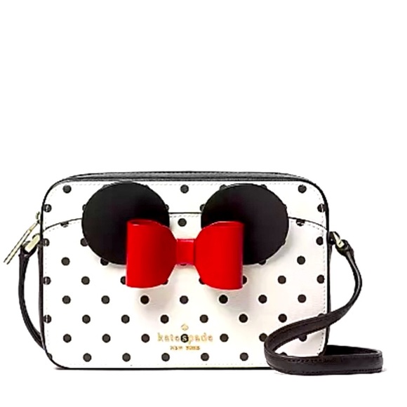 kate spade Handbags - Kate Spade X Disney Minnie Mouse Ear White Polka Dot Crossbody Camera Bag